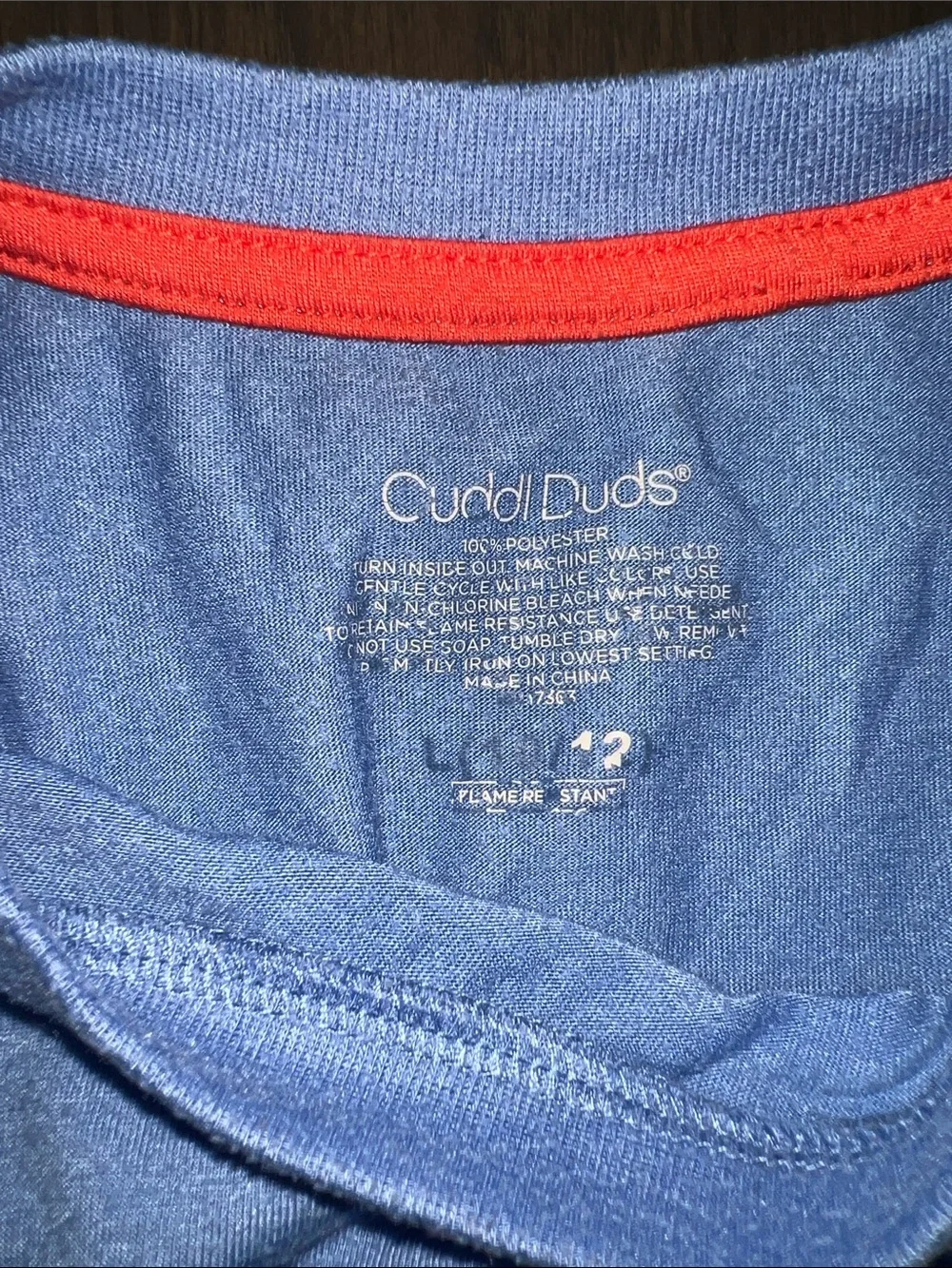 Cuddl Duds Light Blue Top with Navy Character Print Pajama Pants Size 10/12